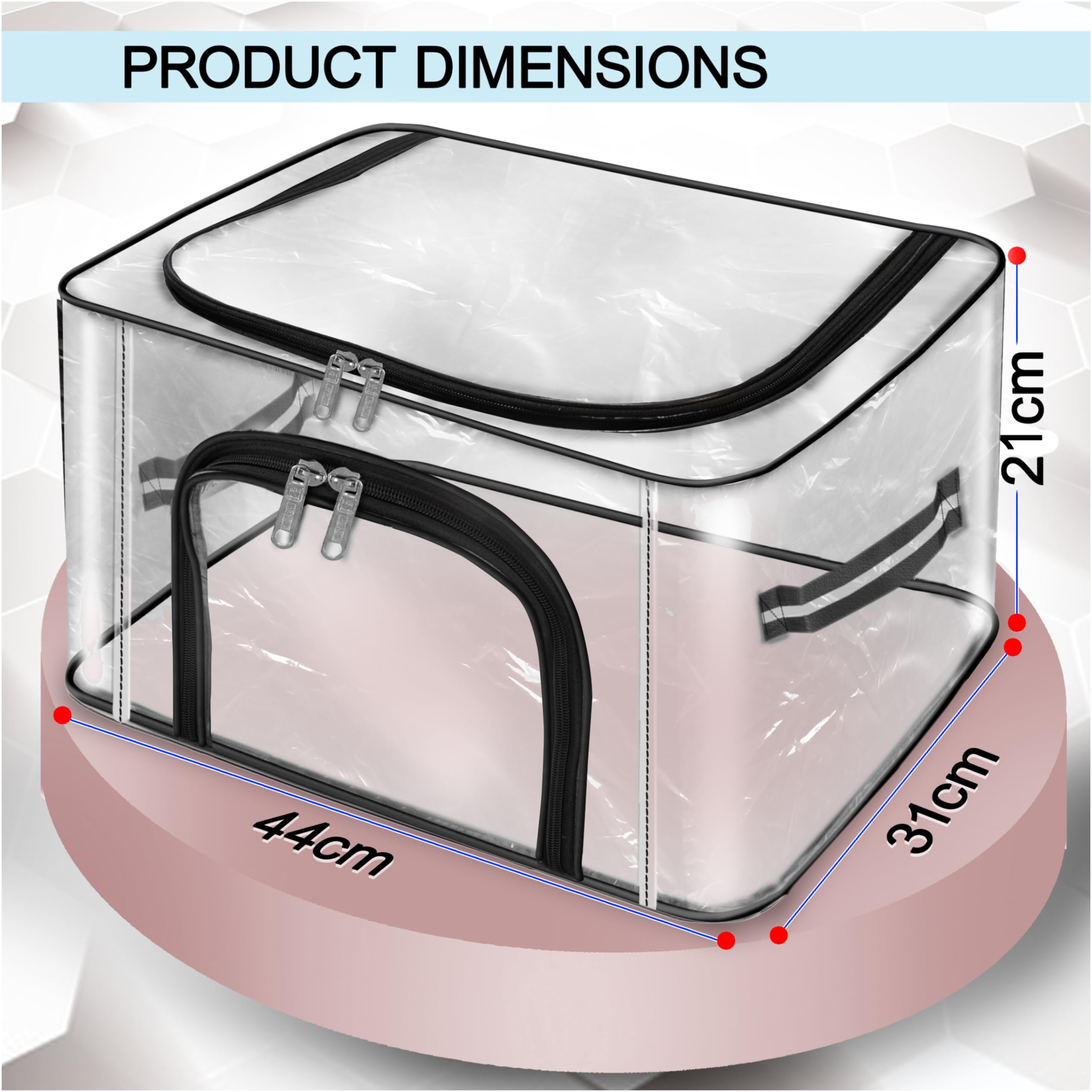 Storite 4 Pack 28 L Transparent Pvc Wardrobe Bag Underbed Moisture Proof Cloth Storage Organizer, Storage Box For Clothes Saree